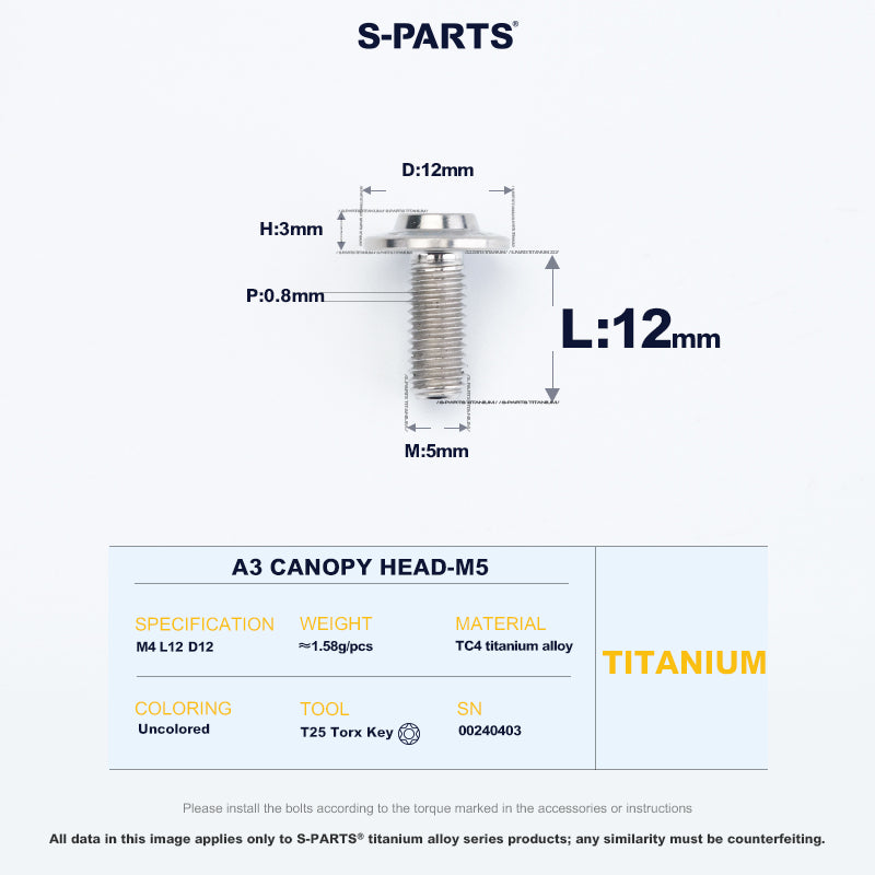 A3 Canopy Head M5 D12