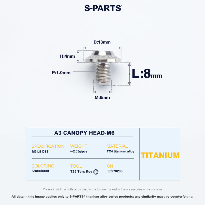 A3 Canopy Head M6 D13