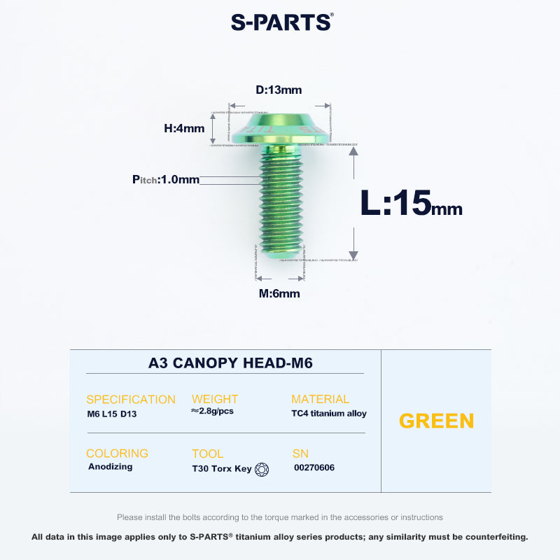 A3 Canopy Head M6 D13