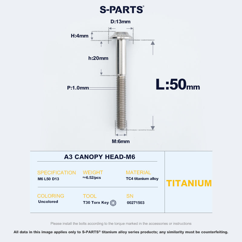 A3 Canopy Head M6 D13