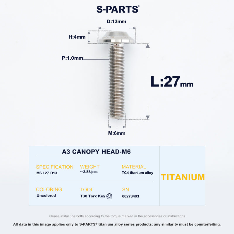 A3 Canopy Head M6 D13