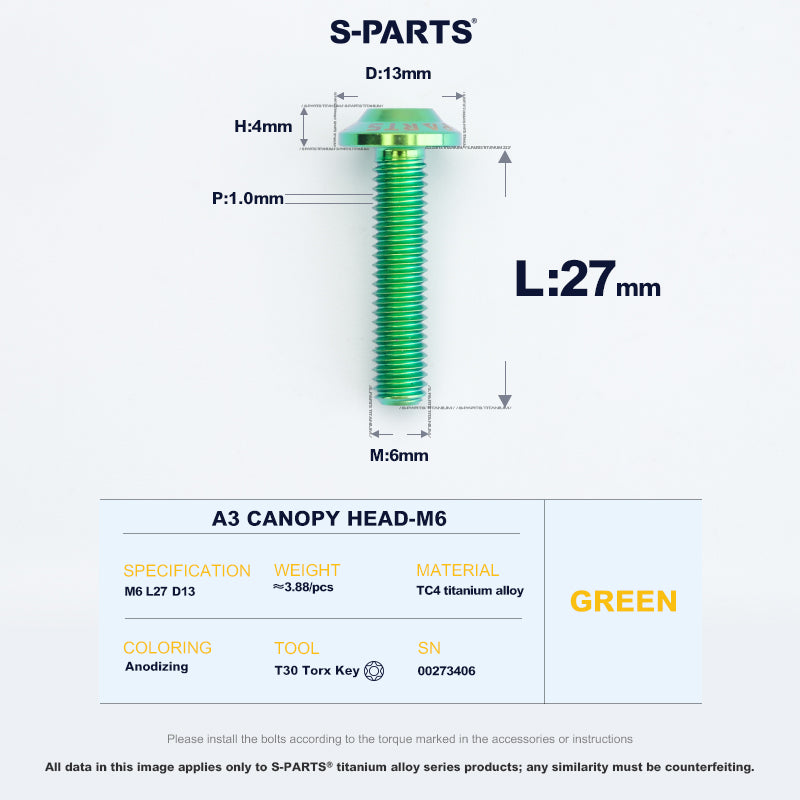 A3 Canopy Head M6 D13