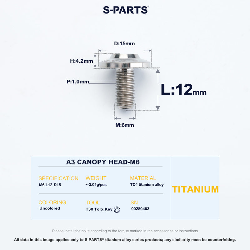 A3 Canopy Head M6 D15
