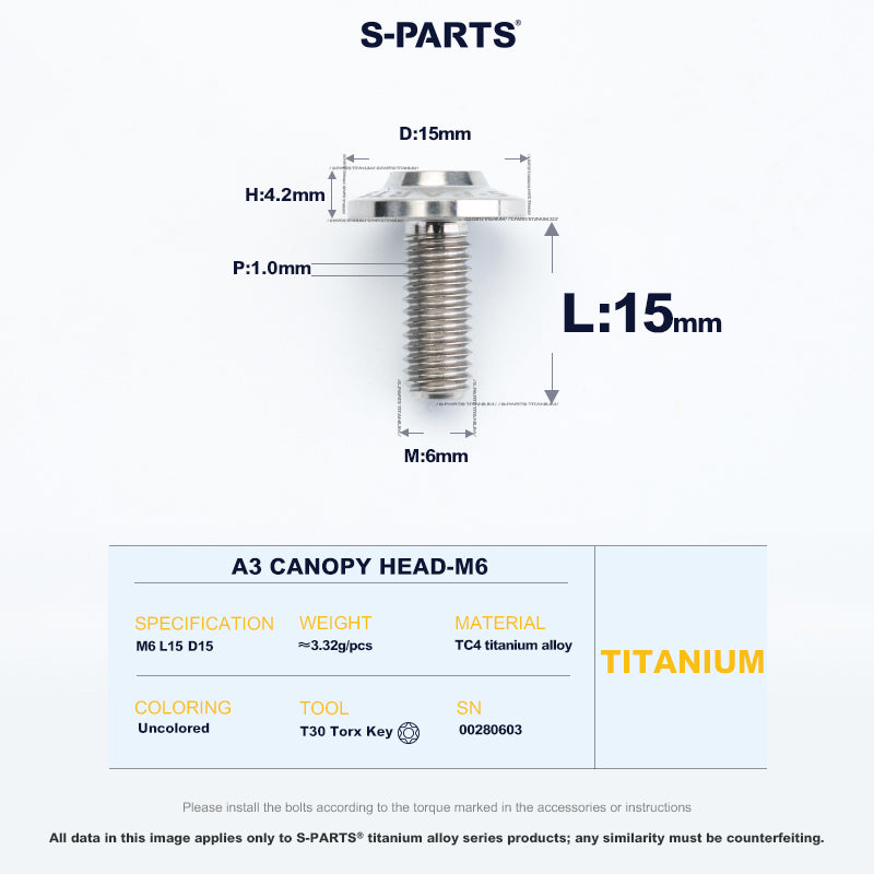A3 Canopy Head M6 D15