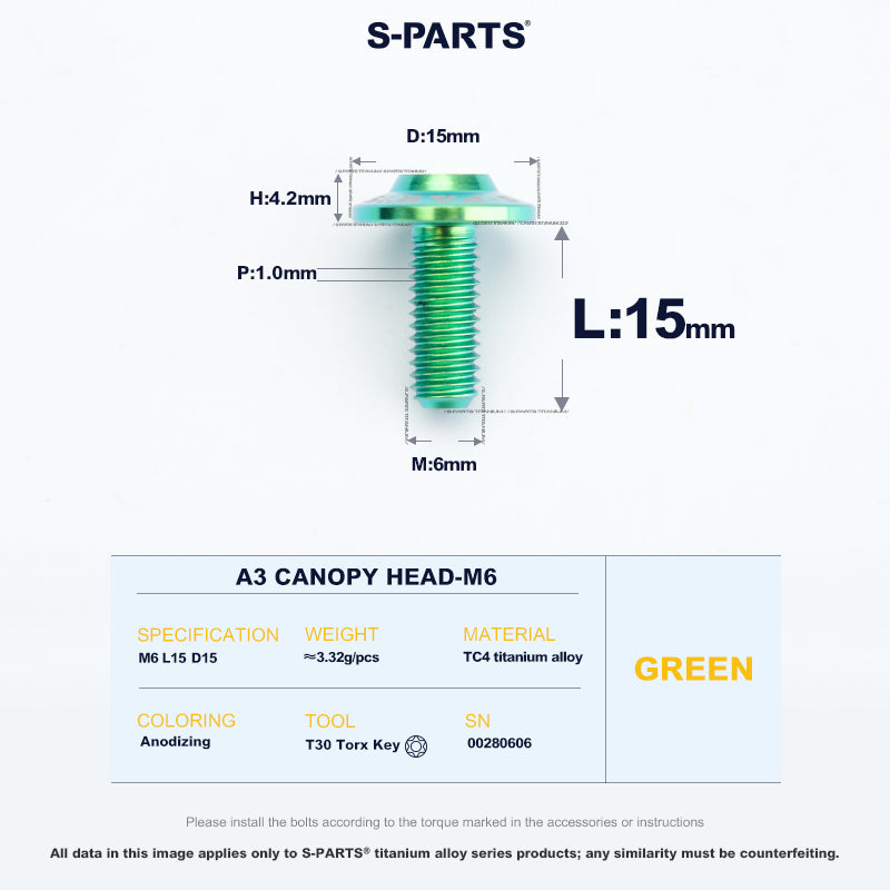 A3 Canopy Head M6 D15