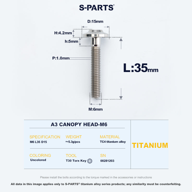 A3 Canopy Head M6 D15