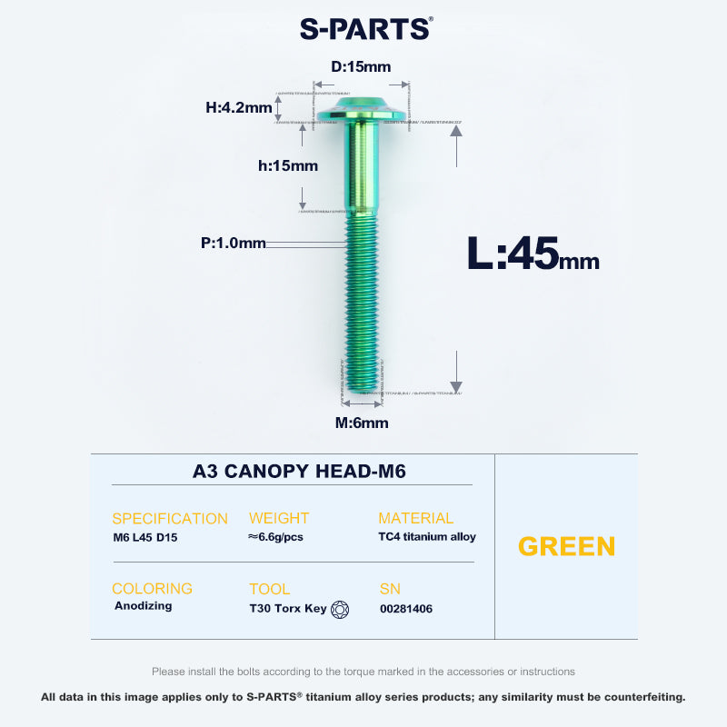 A3 Canopy Head M6 D15